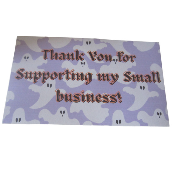 Thank You Small Business Cards Purple White Ghost 50 - Picture 1 of 6
